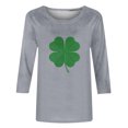 thumbnail image 4 of Meichang T-Shirt de la Saint-Patrick pour Femmes, Imprimé Trèfle Vert, Manches 3/4, Col Rond, Printemps, 4 of 5