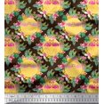 thumbnail image 1 of Soimoi Brown Poly Georgette Fabric Flamingo & Bird Print Fabric by the Yard 42 Inch Wide, 1 of 5