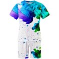 thumbnail image 4 of Men Print Short Sleeves Casual Beach Short Sleeve Round-Neck Blouses & Sets, 4 of 5
