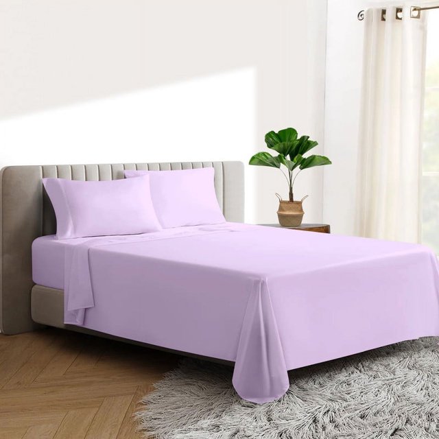 600 TC Egyptian Cotton RV King Bed Sheet Set Include's - 15" inch Deep Fitted Sheet | 1 Flat Sheet | 2 Pillowcases | Lilac Solid