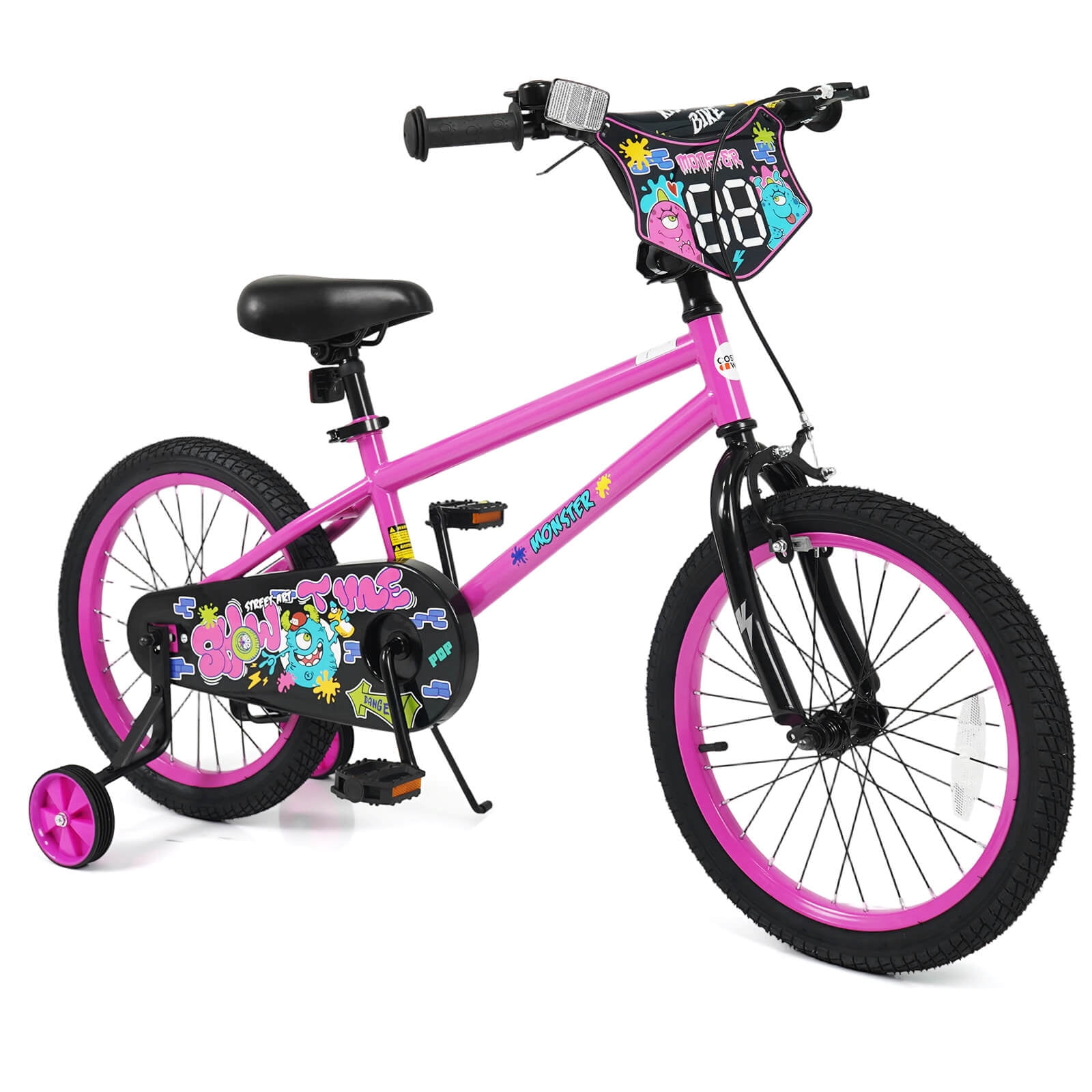 Costway 18 Inch Kids Bike for Ages 3-8 Years Old, Toddler Bicycle with Training Wheels Pink