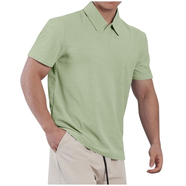 Besolor Chemises d'Été pour Hommes Manches Courtes Col Golf T-Shirts d'Entraînement Décontracté Couleur Unie Basique Tee Tops