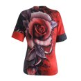 thumbnail image 4 of Birdeem T-Shirt Décontracté Col Asymétrique pour Femmes Imprimé Rose Épaules Dénudées, 4 of 5