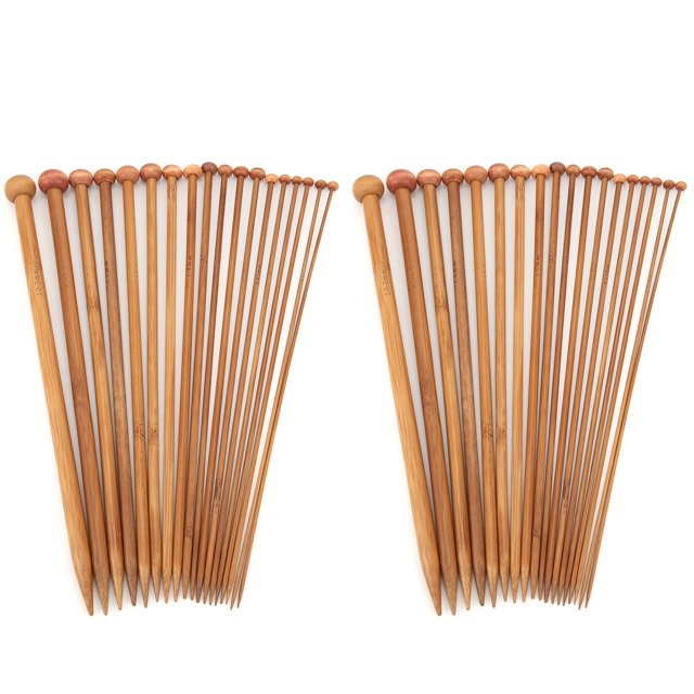 Bamboo Knitting Needle,36 Pcs Knitting Needles Wooden Knitting Needles Set Single Point Wool Needle Extended Durability