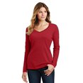thumbnail image 1 of Port 1135891 Ladies Long Sleeve Fan Favorite V-Neck Tee, Team Cardinal - Extra Small, 1 of 1