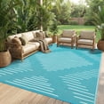 thumbnail image 2 of Nanan 6x9 Modern Geometric Outdoor Rug, All-Weather Waterproof Patio Mat, UV Resistant, Stain Resistant, Easy Clean Plastic Rug for Yard, Deck, Balcony, Camping,Light Blue/White, 2 of 8