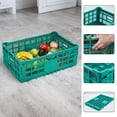 thumbnail image 2 of Yiwa Foldable Plastic Storage Crate, Heavy Duty Reinforced Walls, Stackable Multi-Purpose Milk Crate for Office, Kitchen, and Garage, 2 of 8