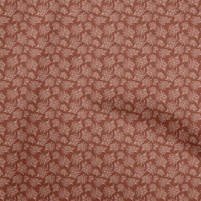 oneOone Coton Soie Brun Rouille Tissu Toile Matière de Robe Tissu Imprimé Tissu au Mètre 42 Pouces de Large