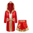 thumbnail image 2 of Fldy Kids Boys Boxing Uniform Set 2Pcs Boxing Robe And MMA Shorts Boxer Costume Halloween Outfit Red Gold 14, 2 of 4