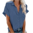 thumbnail image 1 of Birdeem Fashion Woman Causal Button Solid Blouse Short Sleeve T-Shirt Summer Tops, 1 of 6