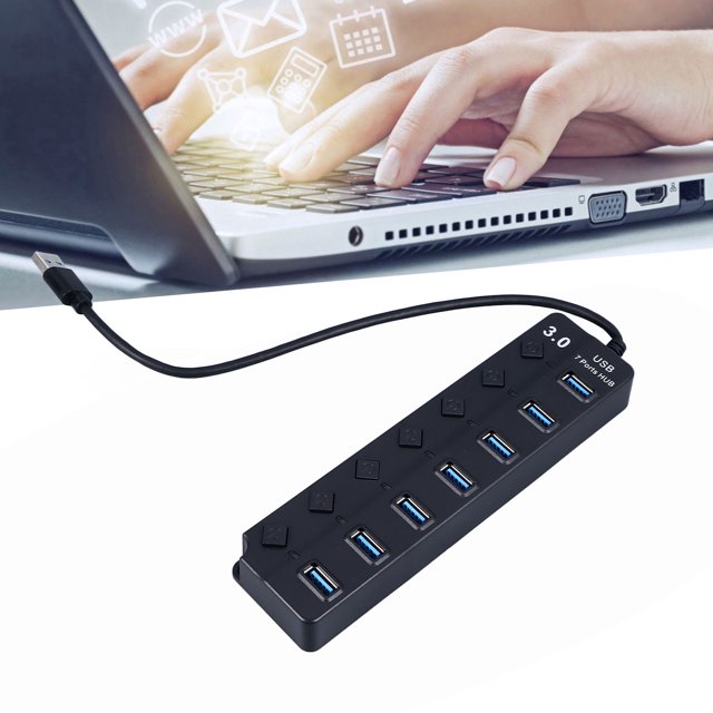 USB Hub, Efficient Expansion USB Extender Lightweight 7 Ports for Mobile Devices