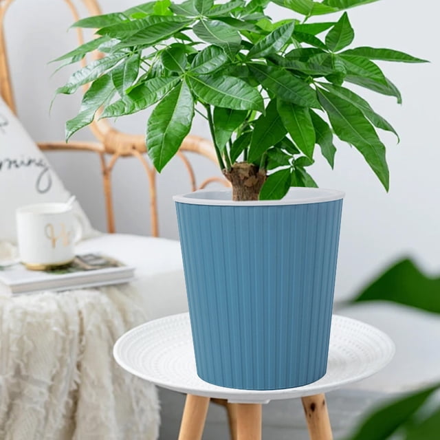 Self-Watering Planter Pot with Automatic Water Absorption System | 7-Inch Circular Plastic Flower Pot for Indoor Outdoor Plants | Includes 1 Planting Basin