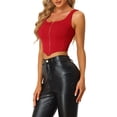 thumbnail image 4 of INSPIRE CHIC Women's Top Square Neck Asymmetrical Hem Zip Front Tank Corset Tops M Red, 4 of 5