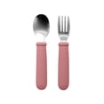 thumbnail image 1 of PEONAVET Childrens Training Fork Spoon 2 Pcs Children Safe Fork And Spoons Baby Utensils Kids Cutlery Spoon Fork With Silica Gel Grip Covered Food Grade, 1 of 5
