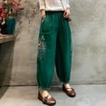 thumbnail image 4 of Simua Women's Harem Pants, Vintage Lace Embroidered Patchwork High Waist Ruffle Trousers with Pockets, 4 of 5