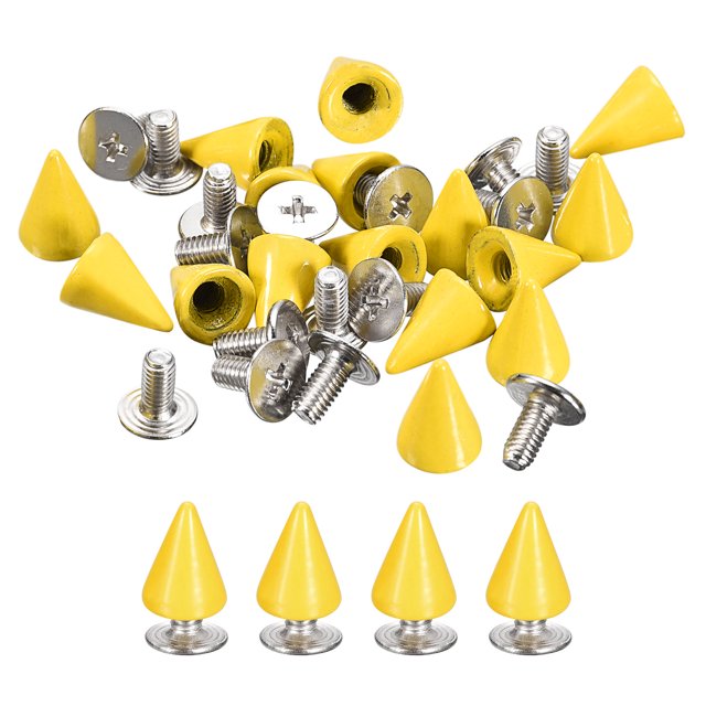 Unique Bargains 50 Sets Cone Spikes Studs 7x10mm Studs and Spike Screw Back Rivet Yellow
