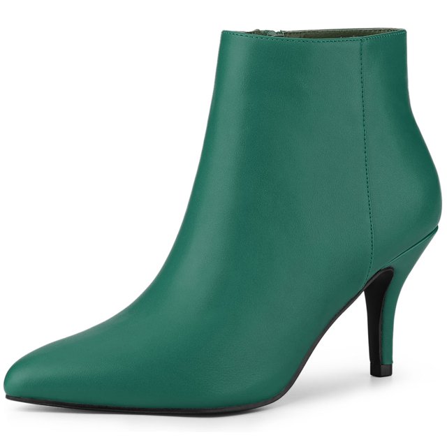 BLISSFUL STEP Women's Pointed Toe Zipper Stiletto Heels Ankle Boots