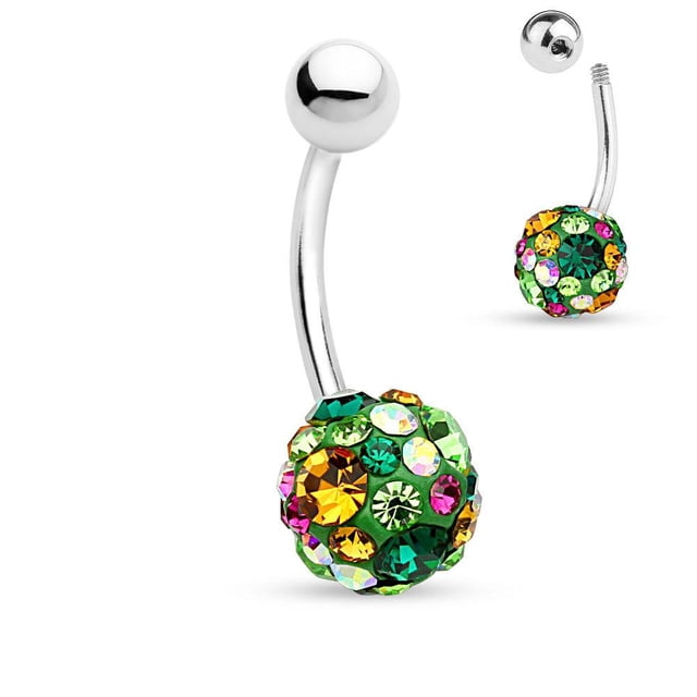 14ga CZ Gem Paved Ferido Ball - 316L Surgical Steel - Belly Button Rings