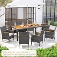 thumbnail image 4 of Costway 9PCS Patio Rattan Dining Set Mix Gray Acacia Wood Table Cushioned Chair, 4 of 10