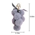 thumbnail image 2 of Faux Fur Ball Keychain Bowknot Grape Design Pom Pom Ball Charm Purse Pendant, 2 of 10