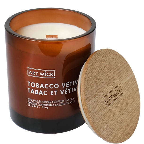 tobacco vetiver candle Tsigaro (8.5 oz Single Wick) - Notes: Leaves, Black Tea, Cedar & Luxurious notes of white rose give way to perfumes of rich cardamom Warm Tobacco Makers of