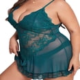 thumbnail image 2 of Nuisette Sans Manches et Dos Nu à Col en V en Dentelle Florale pour Femmes avec String Grande Taille, 2 of 6