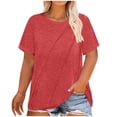 thumbnail image 1 of Plebaso Hauts Décontractés pour Femmes T-Shirts Plissés à Manches Courtes Col Rond Tee Confortable Chemisiers d'Été pour Femmes, 1 of 5