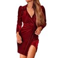 thumbnail image 1 of Ketyyh-chn99 Robes de Soirée pour Femmes Robe de Mariage Col en V Manches Courtes Robe de Soirée Élégante Robe Maxi de Fête Rouge,P, 1 of 5