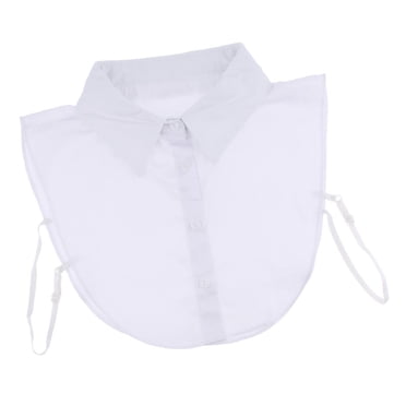lionlar Retro Cotton Imitation Peter Pan Half Shirt Blouse with Detachable Mock Collar - White