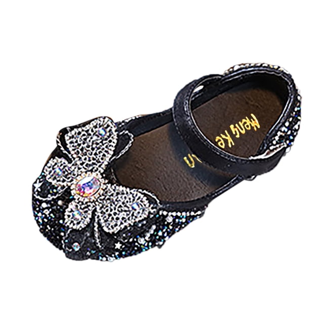 B91xZ Chaussures de Robe pour Petite Fille Mode Ballerines avec Nœud, Noir 8.5