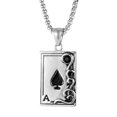 thumbnail image 1 of 1Pc Man Stainless Steel Necklace Queen of Spade Pattern Neck Chain for Man, 1 of 1