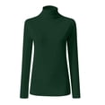 thumbnail image 4 of Mefallenssiah Mode Femmes Col Roulé Uni Manches Longues Tricot T-Shirt Ajusté Blouse Hauts Vert TG, 4 of 5