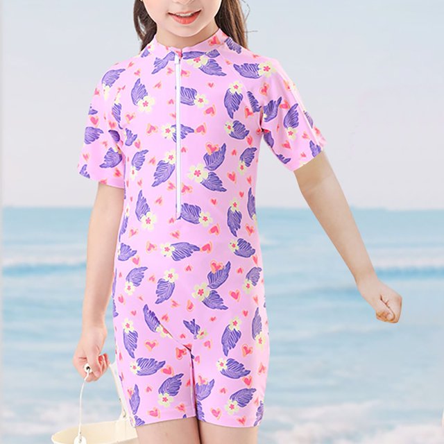 Pisexur Girls and Boys One Piece Rash Guard Swimsuit Kid Water Sport Short Swimsuit UPF 50+ Sun Protection Bathing Suits 1-16 Years