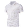 thumbnail image 3 of CEHVOM Fashion Men's Collar Top Stand Collar Print Short Sleeve Button Matching Summer, 3 of 5
