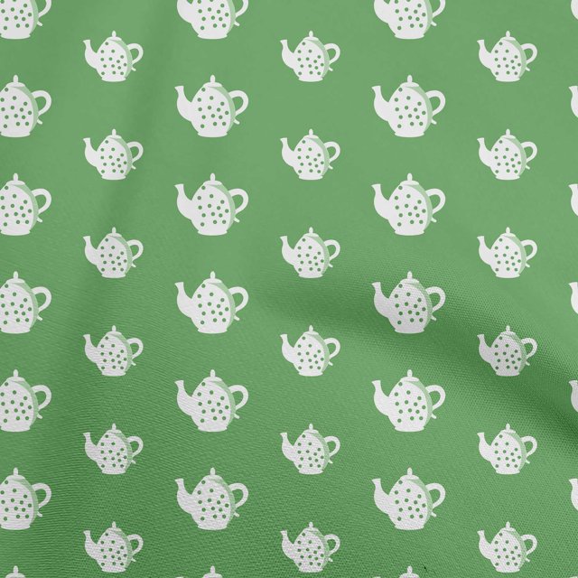oneOone Velvet Green Fabric Tea Kettle Diy Clothing Quilting Fabric Print Fabric By Yard 58 Inch Wide-R8