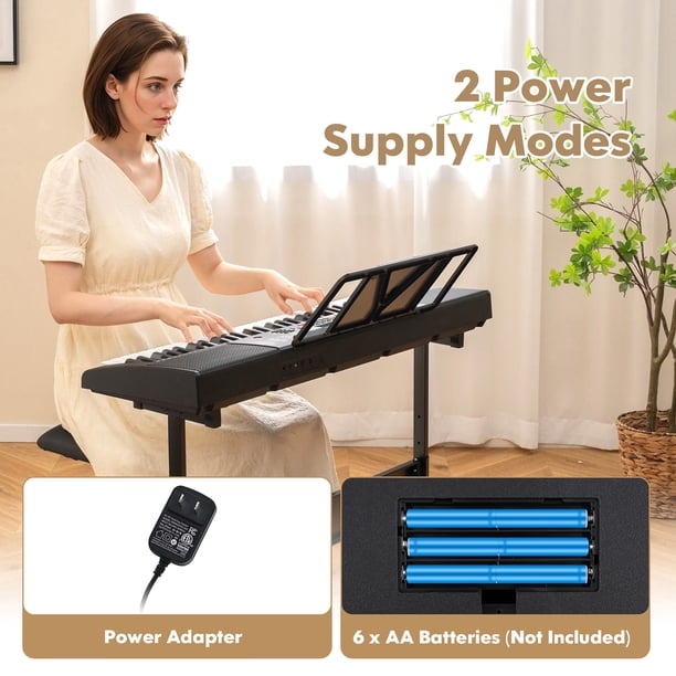Gymax 61-Key Portable Electronic Keyboard Piano w/ Stand & Stool