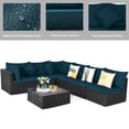thumbnail image 2 of Gymax Set of 7 Rattan Sofa Set Sectional Conversation Furniture Set Patio Peacock Blue, 2 of 7