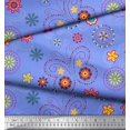 thumbnail image 3 of Soimoi Blue Velvet Fabric Insect & Floral Clip Art Print Fabric by The Yard 58 Inch Wide, 3 of 3
