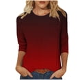 thumbnail image 1 of Cinvoph T-Shirts d'Été Imprimés pour Femmes Manches 3/4 Col Rond Dégradé Hauts Chandail Ample Blouses de Vacances, 1 of 5