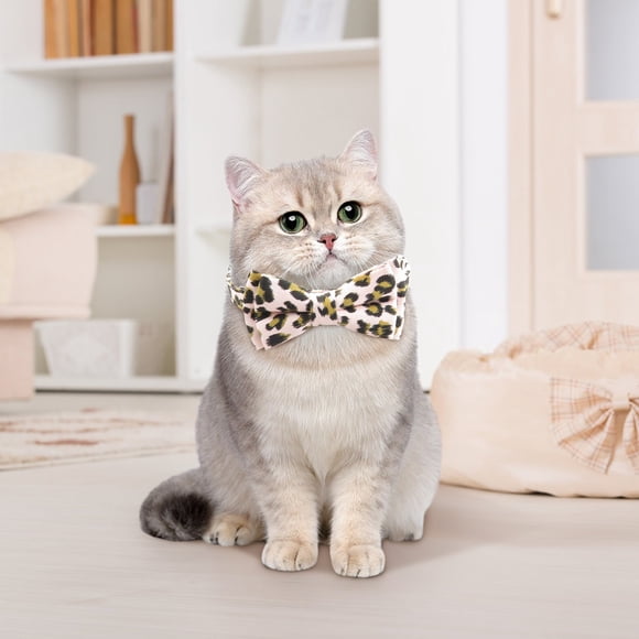 REK Cute Pet Partner N Ew Product Leopard Pattern Pet Collar Cat Collar With Be Ll Cat Neck Ring