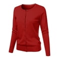 thumbnail image 2 of Cardigan à Col Rond pour Femmes, Mode Durable, Tricoté, Manches Longues, Grandes Tailles, Coupe Ample, Couleur Unie, Veste Chandail Courte, Cardigan - Hontri, 2 of 4