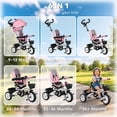 thumbnail image 4 of Qaba Tricycle 6 en 1 pour Tout-Petit avec Poignée de Poussée pour Parent, Rose, 4 of 10