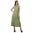 thumbnail image 2 of Moomaya Robe de Vacances pour Femmes en Rayonne, Col Licou, Sans Manches, Fente avant, Robe Imprimée, 2 of 4