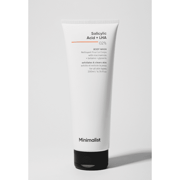 Minimalist 2% Salicylic Acid + LHA Body Wash | Un-even, Rough & Bumpy Skin | Sulphate (SLS), Dye, & Fragrance Free | Shower Gel For Women & Men | 200 ml
