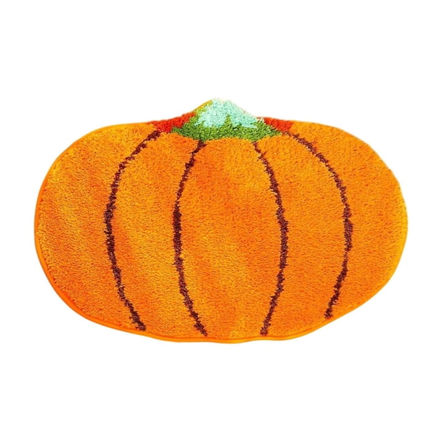HHBEAUTY Halloween Bathroom Rug, Fall Pumpkin Bath Mat Water Absorbent Non-Slip Washable for Shower Tub Microfiber Washable Absorbent Carpet Autumn Halloween Thanksgiving Home Kitchen Decoration