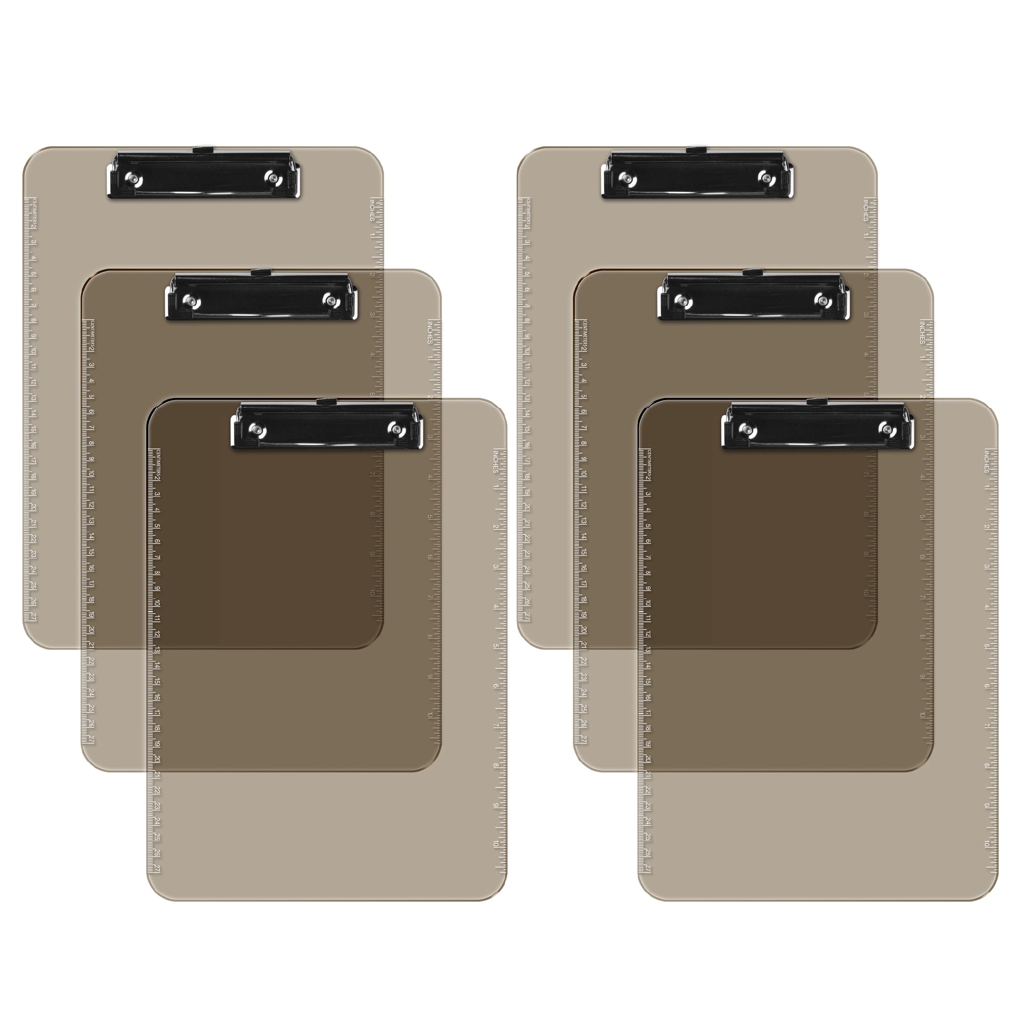 Davis Group Plastic Clipboard, Flat Clip, Smoke, 6 pack