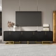 thumbnail image 3 of Homy Casa TV Stand with Textured Doors, Gold Handles & Legs, 3 of 12