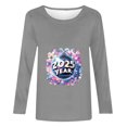 thumbnail image 4 of Styesk Chemises à Manches Longues pour Femmes Nouvel An T-shirt Décontracté Imprimé Col Rond Manches Longues, 4 of 4