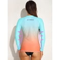 thumbnail image 4 of Women's Long Sleeve Rash Guard Sun Protection Zipper Gradient Swimsuit Top, 4 of 6