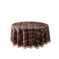 thumbnail image 2 of RKSTN Décorations de Noël Nappe Ronde 150 cm Coton et Lin Rétro Vert Nappe à Carreaux Lavable Table Basse Décorative Nappe de Jardin Cuisine Décoration de Noël, 2 of 5